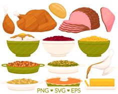 various types of food are shown in this illustration