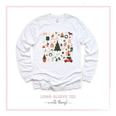 "Our unisex graphic tees are very soft and festive. They are long enough to wear with a pair of leggings, soft enough to roll the sleeves and if you want to add some flair, just tie it up in a knot. However you decide to wear it, you'll love the fit and comfort of this tee. ► SHIRT DETAILS The long sleeve shirts are UNISEX - they are meant to have a relaxed fit, please refer to the size chart for more details. * 4.2 oz.(US) 100% airlume combed and ringspun cotton, 32 singles * Retail fit * 2\" r Funny Print Long Sleeve T-shirt For Winter, Funny Print Long Sleeve Winter Tops, Winter Long Sleeve Tops With Funny Print, Winter Graphic Tee For Loungewear, Festive Long Sleeve Cotton T-shirt, Funny Print Long Sleeve T-shirt For Loungewear, Long Sleeve T-shirt With Funny Print For Loungewear, Long Sleeve Graphic Tee T-shirt As Gift, Relaxed Fit Long Sleeve Holiday T-shirt