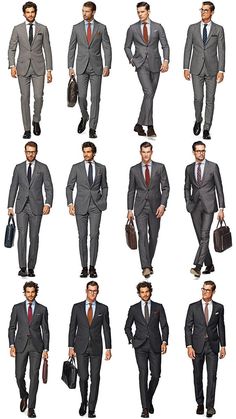 Grey Suit Combinations, Suits And Ties, Interview Suits, Shirt And Tie Combinations, Men In Suits, Grey Suit Men, Dark Gray Suit, Charcoal Gray Suit, Suit Combinations