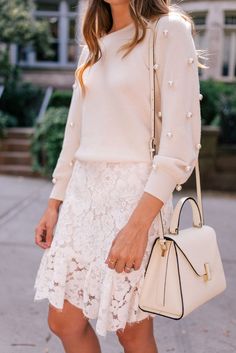 lace and pearl embellishments Look Working Girl, Girly Style Outfits, Look Rose, Girly Style, Gal Meets Glam, Estilo Preppy, Early Spring Outfits