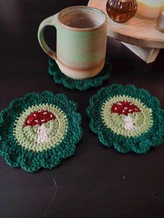 This handmade mushroom coaster is the perfect addition to your home or as a housewarming gift! It is sure to bring the cozy nature vibe to your home.  The coaster measures 15.5cm (or about 6 inches) in diameter, so will be big enough for variety sized cups, mugs or teapots.  It will be a perfect addition to those lazy morning coffees or cozy tea and blanket moments.  A perfect gift for yourself or your loved ones Crochet Mushroom Coaster, Cottagecore Coasters, Crochet Housewarming Gift, Crochet Home Items, Mushroom Coaster, English Countryside Home, Cottagecore Accessories, Cottagecore Wall Art, Cozy Nature