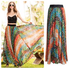 It’s Vibrant, Bohemian, And Feminine! This Alice + Olivia Katz Patchwork Floral Chevron Pleated Maxi Skirt Is A Gypsy Chic Summer Wardrobe Separate Featuring The Susana Chevron Patchwork Floral Print, Pliss Pleats, An Elasticated Contrast Waistband, And An Asymmetric Maxi Hem. The Signature Katz Silhouette Acquires A New Color Scheme! * Excellent Condition Pliss Pleats, Maxi Asymmetric Hem Elastic Waistband Chevron Patchwork Floral Print Exposed Zip & Hook Back Closure * Total Length 45” Dry Cle Pleated Maxi Skirt, Pleated Maxi, Green Orange, Alice Olivia, Asymmetric Hem, Green And Orange, Summer Wardrobe, Color Scheme, New Color