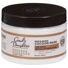 The Goddess Strength Cocoon Hair Mask effortlessly wraps around hair to help lock in moisture, repair damage, and protect dry damaged hair from breakage. Carol's Daughter Goddess Strength Repairing Cocoon Hydrating Hair Mask, 12 oz; Hydrating hair mask nourishes and helps repair dry, damaged hair while rebuilding and protecting from future hair breakage Repairs strength in just five minutes; 9 out of 10 women felt their hair was deeply moisturized, nourished and easier to detangle; Creamy fiber Hydrating Hair Mask, Carols Daughter Products, Dry Damaged Hair, Hydrate Hair, Goddess Hairstyles, Strong Hair, Wet Hair, Hair Mask