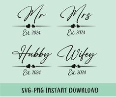 the wedding font and numbers are available for each couple's special day, including their names