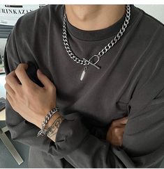 Mens Jewelry Italian Chains, Mens Silver Chain Necklace Thick, Men Necklace Layered, Mens Chain With Ring, Casual Necklace Men, Cheap Men Accessories, Turtleneck Necklace Men, Boys Jewelry Macy's, Link Necklace Men