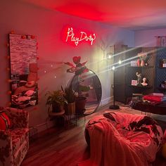 Play Dirty Neon Sign Future Apartment Decor, Neon Sign Bedroom, Apartment Decor Inspiration, Room Idea, Dream Room Inspiration, Dream Apartment, Decoration Inspiration, Room Makeover Inspiration, Alam Yang Indah