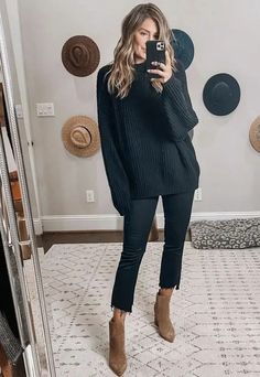 Weekend Mode, Looks Pinterest, Chique Outfits, 가을 패션, Black Sweater, Work Attire, Looks Style