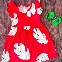 New Boutique Dress And Bow True To Size Fit Casual Short Sleeve Twirl Dress For Dress-up, Cute Red Twirl Dress For Summer, Playful Red Twirl Dress For Summer, Playful Red Dresses For Play, Fun Fitted Red Dress, Fun Red Dresses For Playtime, Cute Red Dress For Play, Red Cotton Dress For Play, Red Cotton Casual Dress