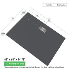 the back drain is shown with measurements for each piece