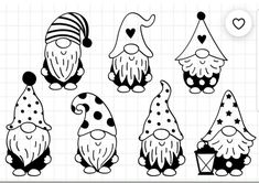 gnomes with hats and stars on their heads, set of four svt files