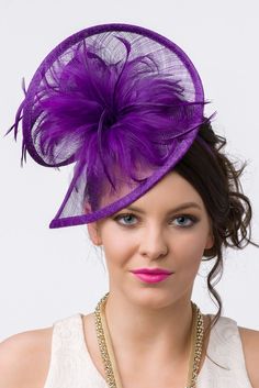 "Victoria" Fascinator - Royal Purple Types Of Hats For Women, Fascinator Hats Outfit, Purple Fascinator, Fascinator Hats Diy, Happy Hat, Red Hat Society, Derby Fascinator, Trendy Hat, Fascinator Headband