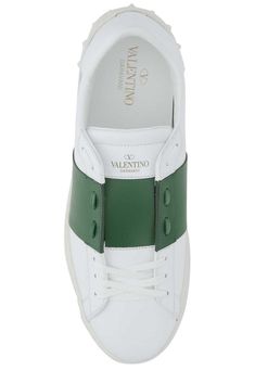 White/green Garavani Rockstud Lace-up Sneakers from Valentino Garavani Dimensions: Heel: 3. 5cm, Sole: 2cmComposition: 100% Calf Leather, 100% Rubber -100% Calfskin | Valentino Garavani Men's Garavani Rockstud Lace-up Sneakers in White/Green | FW22/23 Sneakers Green, Mens Designer Shoes, Bedroom Inspo, Luxury Accessories, Luxury Retail, Italian Fashion, White Green, Luxury Boutique, Valentino Garavani