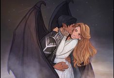 a man and woman are hugging in front of a bat