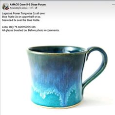 a coffee mug with blue swirls on the inside and bottom is shown in an email post