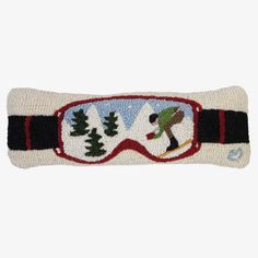 Ski Goggles Hand Hooked Pillow - Addison West Hand Hooked Pillows, Wool Products, Hooked Pillow, Lantern Floor Lamp, Mini Table Lamps, College Room, Hooked Wool, Ski Goggles, Kitchen Mirror