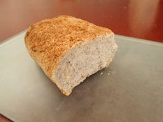 a loaf of bread sitting on top of a metal tray