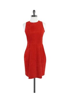 Current Boutique-Joie - Red Suede Sleeveless Dress Sz XS Red Fitted Sleeveless Dress For Night Out, Fitted Red Sleeveless Dress For Night Out, Red Fitted Sleeveless Mini Dress, Chic Red Sleeveless Knee-length Dress, Chic Red Knee-length Sleeveless Dress, Red Sleeveless Mini Dress With Back Zipper, Red Sleeveless Knee-length Dress For Work, Fitted Red Sleeveless Mini Dress, Red Knee-length Sleeveless Dress For Work