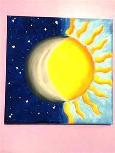 an acrylic painting of the sun and moon