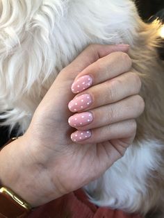 Polka Dot Nails French Tip, Dotted Nails, Cute Pink Nails, Romantic Nails, Short Coffin Nails, Rose Gold Nails