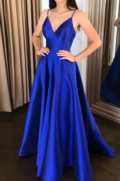 Blue Satin Prom Dress, Satin Long Prom Dress, Simple Prom Dress Long, Royal Blue Lace, Winter Formal Dresses, Royal Blue Prom Dresses, Blue Prom Dress, Prom Long, Lace Formal Dress