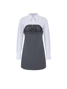 MO&Co. Women's Contrasting Shirt Dress Features : - Two-piece set features a bolero shirt with long sleeves and a mini dress- Smocked chest design - Concealed back zip closure Mix and match for a versatile look! Code: MBC2DRS025The back length of size S is 60cm (dress) & 27.3cm (top)MATERIALS & CARE Material: Shirt: 100% Cotton Dress: 66.8% Polyester 29.7% Viscose 3.5% Spandex Our sizes might be a little different from US/EU sizes. Please check the size chart and choose your size based on your b Chest Design, Shirt Mini Dress, Mini Shirt Dress, Dress Set, Mix N Match, Gray Dress, Cotton Dress, Body Measurements, Cotton Dresses