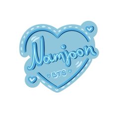 a blue heart shaped sticker with the word nampoo bt's on it