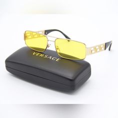 Brand: Versace Model: Ve2257 Condition: New Gender: Unisex Age Group: Adult Color: 1002/C9 Frame Color: Gold Frame Material: Metal Lens Color: Yellow Lens Socket: 60 Mm Bridge Width: 16 Mm Temple Length: 145 Mm Made In Italy Item Includes: - Authentic Sunglasses - Certificate Of Authentic - Box, Bag, Case We Guarantee That All Our Items Are 100% Authentic And Brand New. Luxury Yellow Sunglasses With Mirrored Lenses, Modern Yellow Sunglasses With Mirrored Lenses, Trendy Yellow Anti-reflective Sunglasses, Luxury Yellow Sunglasses With Gradient Lenses, Luxury Yellow Mirrored Lens Sunglasses, Luxury Yellow Mirrored Sunglasses, Versace Glasses Frames, Yellow Square Frame Sunglasses With Gradient Lenses, Versace Prescription Glasses