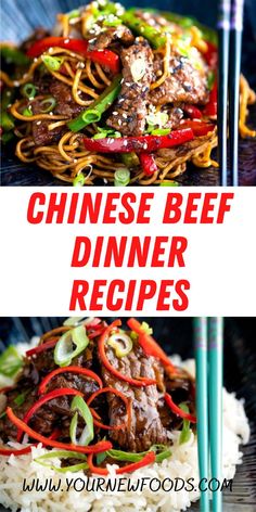 chinese beef dinner recipe with noodles and vegetables