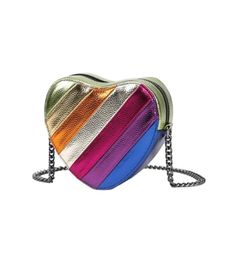 Features a vibrant, multicolored striped pattern on a heart-shaped design. Equipped with a sturdy and stylish chain strap for crossbody or shoulder wear. This purse is a statement piece, ensuring you stand out wherever you go. Material & Care: Material: High-quality synthetic leather with a durable metal chain strap. Care: Wipe clean with a soft, damp cloth. Avoid exposure to excessive moisture and direct sunlight. Store in a dust bag when not in use to maintain its vibrant colors and shape. Heart Purse, Beaufort Bonnet Company, Bonnet Hat, One Piece Outfit, Boys Set, New Baby Boys, Boys Accessories, Rainbow Heart, Girls Rompers