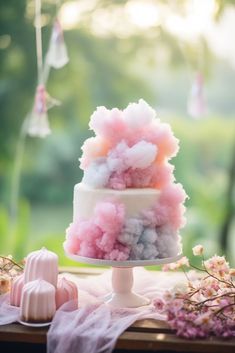 Cotton Candy Cake, Lila Party, Cotton Candy Cakes, Cloud Cake, Unique Wedding Cakes, Candy Cake, Julia Child, Wedding Cake Ideas, Cloud 9