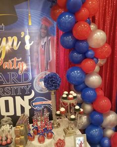 an american party with balloons and decorations