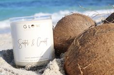 coconut sandalwood cedar This is where your favorite scent meets the beach. No we’re not joking. It’s warm, its woodsy with that exotic twist. Your going to love this. Don’t pass it up. Vanilla Coconut Candles, Scented Candles Aesthetic, Coconut Summer, Beach Shots, Candle Samples, Coconut Candle, Coconut Health Benefits, Candle Glow, Candle Aesthetic