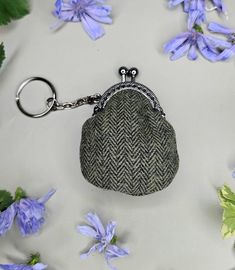 -Miniature keychain coin purse bag  -Spot clean only Green Coin Purse With Coin Pocket Gift, Vintage Green Coin Purse For Everyday Use, Handmade Green Coin Purse For Gift, Handmade Green Coin Purse As Gift, Tweed Style, Bag With Chain, Handmade Miniatures, Purse Pouch, Purse Bag