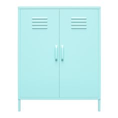 Cache 2 Door Metal Locker Storage Cabinet - Spearmint Door Metal, Metal Lockers, 3 Shelves, Metal Cabinet, Pantry Items, Green Mint, Accent Doors, Accent Cabinet, Functional Storage