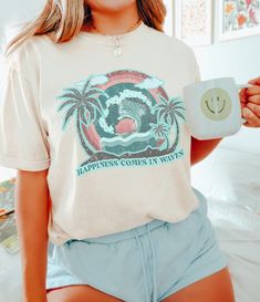 Oversized Cotton Shirt For Vacation, Oversized Graphic Print Vacation Shirt, Oversized Graphic Print Shirt For Vacation, Casual Printed Camp Shirt With Crew Neck, Printed Summer Loungewear Shirt, Casual Crew Neck Camp Shirt With Graphic Print, Summer Shirt With Text Print And Relaxed Fit, White Relaxed Fit Camp Shirt With Letter Print, Summer Relaxed Fit Shirt With Text Print