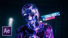 an image of a man in the dark with neon paint on his face and body