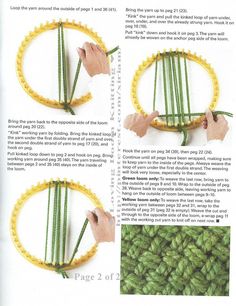 the instructions for knitting are shown in this manual, with pictures showing how to use yarn