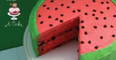 a watermelon cake with one slice cut out