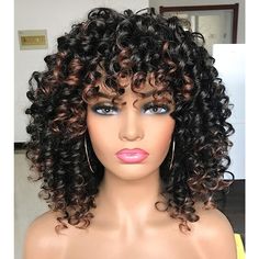 Category:Synthetic Wig; Gender:Women's; Wig Type:Natural Wigs; Occasion:Daily Wear,Party / Evening,Vacation,Daily; Age Group:Adults; Color Shade:Red,Black,Blonde,Multi-color,Burgundy,Brown,Gray,Ombre; Hair Material:Synthetic Hair; Cap Construction:Machine Made; Texture:Afro Curly; Length:Short; Features:Soft,Easy to Carry,Fashion,Comfortable,Fluffy; Heat Resistant:Yes; Listing Date:04/04/2023; Cap Circumference:; Front to Back:; Nape of Neck:; Side to Side Across Forehead:; Side to Side Over Top Warm Brown Highlights, Gray Ombre Hair, Brown To Grey Ombre, Bangs For Black Women, Black To Red Ombre, Gray Ombre, Curled Hair, Medium Curly, Curly Bangs