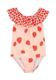 Take her to the beach or pool in super sweet style with this strawberry-printed swimsuit from Carter's. | Carter's Toddler Girls Strawberry One Piece Swimsuit, 3T Cute Printed Swimwear For The Pool, Cute Summer Swimwear For Sunbathing, Cute Printed Swimwear For Poolside, Cute Printed Swimwear For Beach Season, Cute Printed Swimwear For Pool, Cute Swimwear For Beach Season Sunbathing, Cute Swimwear For Sunbathing Beach Season, Cute Swimwear For Sunbathing In Beach Season, Cute Summer Pool Swimwear