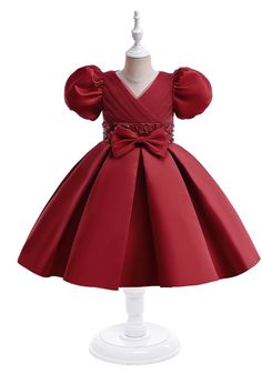 Satin Frocks For Kids, Organza Frocks For Kids, Princess Dress Red, Red Frock, Frocks For Kids, Hijab Dress Party, White Satin Dress, Outfits Shorts, Satin Flower Girl Dress