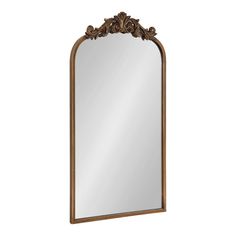 an ornate gold framed mirror on a white background with clippings to the bottom