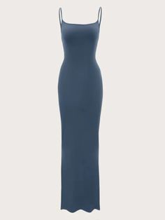 Solid Cami Lounge Dress Blue Blue Dress Simple, Maxi Dress Outfit Casual, Long Casual Dresses, Casual Dresses Long, Lounge Dresses, Dress Png, Marine Uniform, Dress Sleeve Length, Lounge Dress