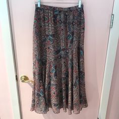 This Skirt Is So Cute Paired With A Fall Cashmere Or A Summer Tank! It Is Ankle Length And New With Tags Casual Paisley Print Flowy Skirt, Casual Paisley Print Skirt, Flowy Tiered Skirt With Paisley Print, Flowy Paisley Print Tiered Skirt, Multicolor Long Skirt With Paisley Print, Fitted Long Skirt With Paisley Print, Flowy Long Skirt With Paisley Print, Long Flowy Skirt With Paisley Print, Long Paisley Print Skirt