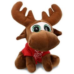 a brown stuffed moose with big eyes