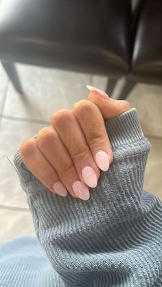 Simple Almond Acrylic Nails, Basic Nails Ideas, Hottest Nail Trends, Rounded Acrylic Nails, Acrylic Nails Almond Shape, Hoco Nails, Teen Nails, Almond Acrylic, Milky Nails