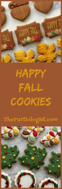 happy fall cookies are displayed on a table