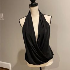 New, Never Worn - Fredericks Cross Draped Plunging Top, Size Small Stretch Halter Neck Party Blouse, Stretch Halter Neck Blouse For Party, Party Stretch Halter Neck Blouse, Elegant Black Halter Top For Night Out, Black Halter Neck Top For Evening, Fitted Halter Neck Blouse For Night Out, Fitted Black Halter Neck Blouse, Black Halter Neck Blouse For Night Out, Formal Black Halter Top