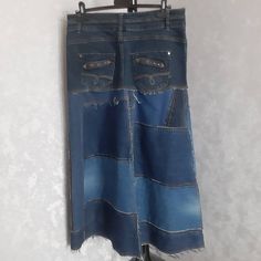 "Denim patchwork skirt, Casual long skirt of shabby jeans, Blue jean skirt in hipster style. The material is thoroughly cleaned and restored. Size XL Waist circumference 88cm (34,6\") Hip circumference 108cm (42.5\") Length 98cm (39\") Before making a purchase, please take measurements of your figure and make sure the item fits you. Machine washable. The color of the product on your monitor may vary slightly from the original. I invite you to visit my other store. You will find a lot of interest Casual Long Skirt, Patchwork Denim Skirt, Long Skirt Casual, Jean Purses, Blue Jean Skirt, Skirt Casual, Hipster Style, Patchwork Skirt, Handbags Casual