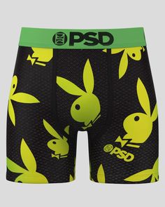 The latest from Playboy x PSD is here. Featuring their iconic bunny logo in neon green, the Livewire briefs include four-way stretch, a breathable Micro Mesh pouch, and durable flatlock stitching. The PSD 5" Mid Length briefs were built to hold up for everything from everyday wear to the toughest workouts. | PSD Men's Playboy - Livewire Underwear, Size 2XL Green Stretch Multi-pack Boxer Briefs, Sporty Green Multi-pack Bottoms, Sporty Green Bottoms Multi-pack, Green Stretch Boxer Briefs, Bunny Logo, Hold Ups, Mid Length, Neon Green, Everyday Wear